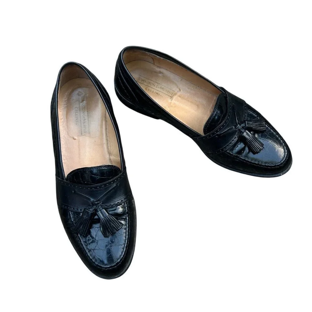 Johnston & Murphy Cellini Italian Black Dress Tassel Dress Shoes Size 9 M